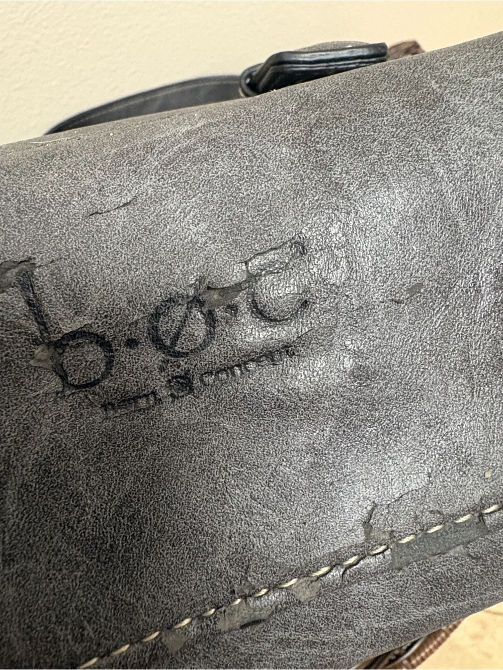 b.o.c. Gray Faux Leather Shoulder Bag with Front Zip Pocket